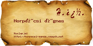 Horpácsi Ágnes névjegykártya